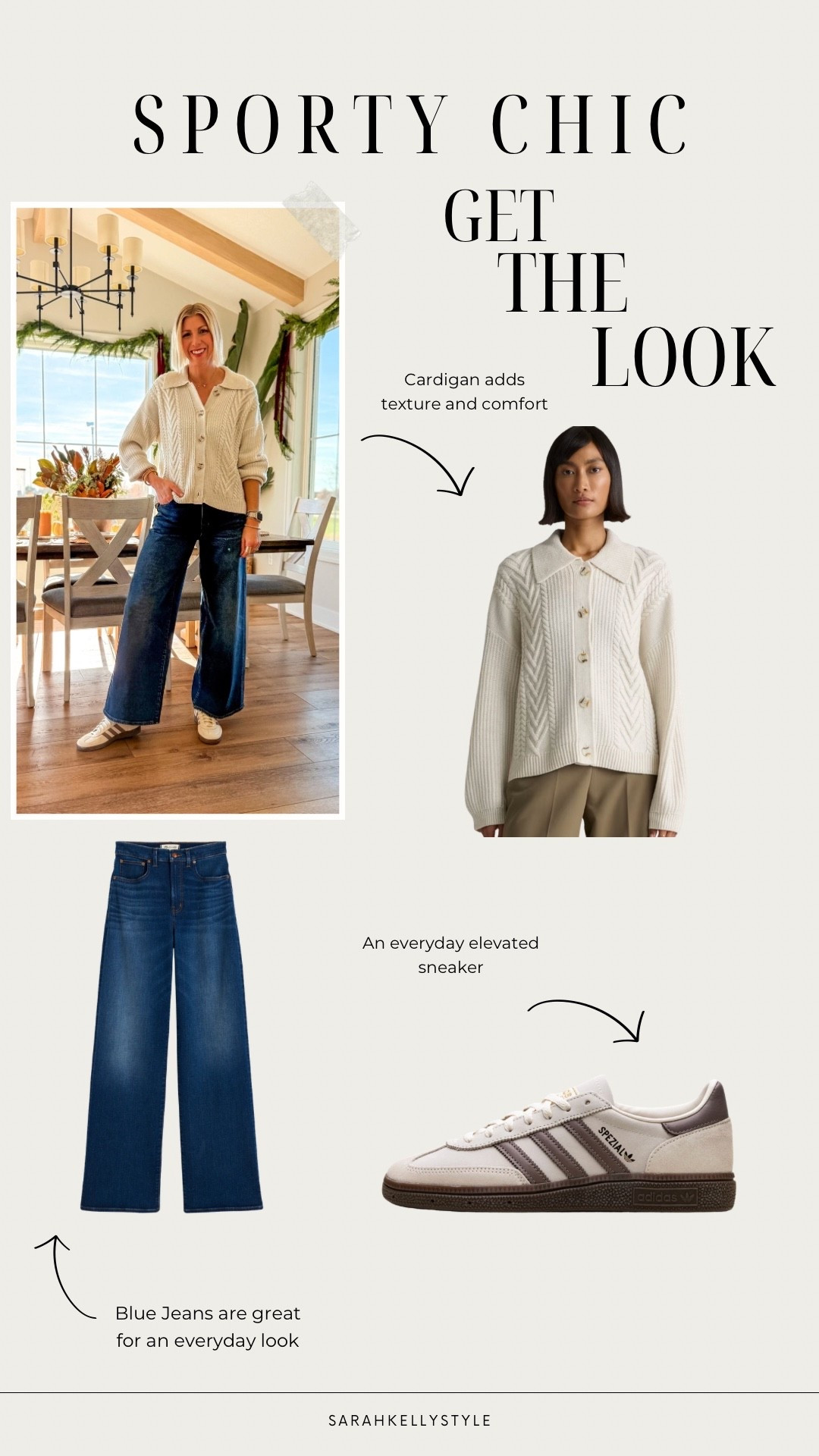 The Sporty Chic Look
Wide leg jeans, balance, the chunky knit cardigan perfectly, and the retro sneakers keep it casual without feeling sloppy.

#LTKOver40 #LTKStyleTip #LTKSeasonal