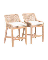 Set Of 2 37in Grid Weave Rope Counter Stools | Chairs & Seating | Marshalls | Marshalls