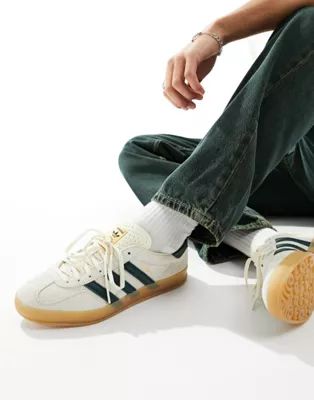 adidas Originals Gazelle Indoor trainers in cream and green | ASOS (Global)