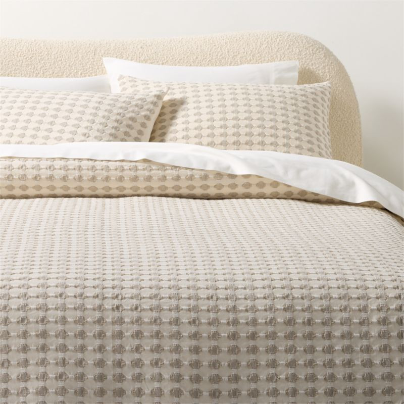 Estela Grey and White Organic Cotton Duvet Cover Full/Queen | CB2