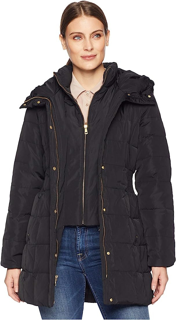 Cole Haan Women's Taffeta Down Coat with Bib | Amazon (US)