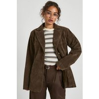 boohoo Women's Suede Look Cinched Blazer in Taupe | Size: 14 | Boohoo.com (UK & IE)