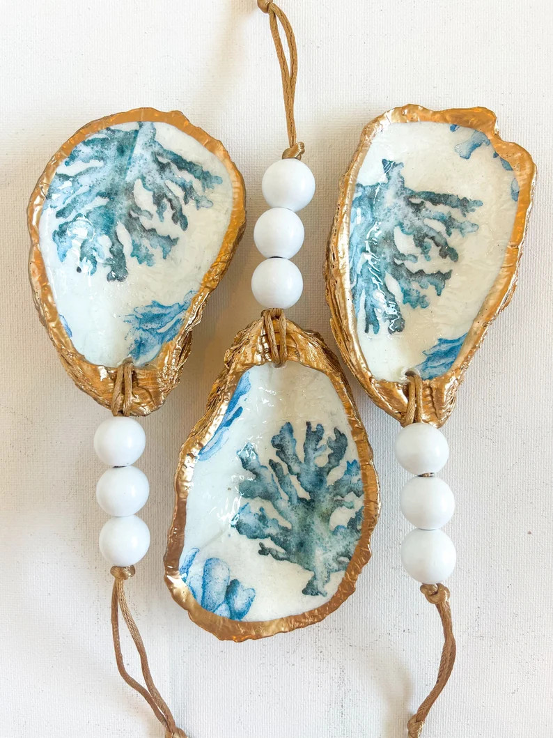Serena & Lily Inspired Oyster Ornaments Christmas Ornaments - Etsy | Etsy (US)