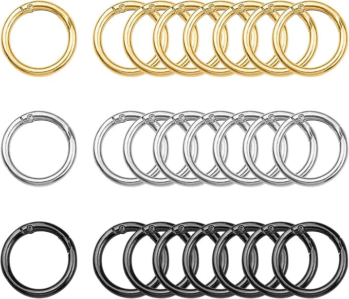 ELANE 24 Pcs Spring O Rings,Trigger Round Snap Buckle,Spring Keyring Buckle,Keychain Ring for Buc... | Amazon (US)