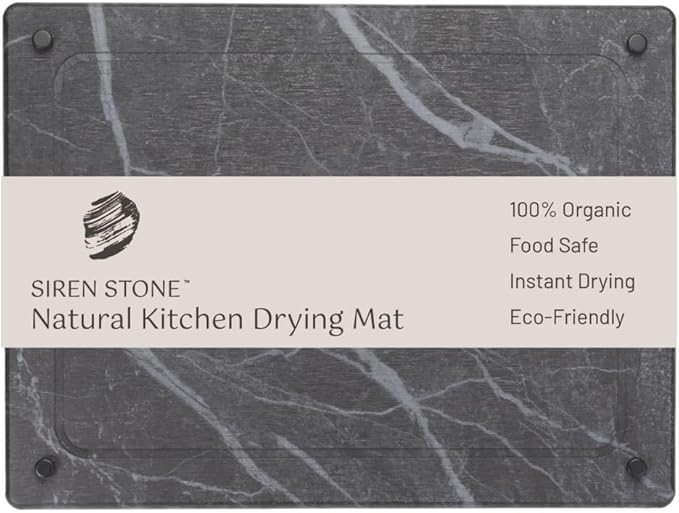 LARGE Siren Stone Natural Dish Drying Mat for Kitchen Counter - Premium Diatomaceous Earth Mat | ... | Amazon (US)