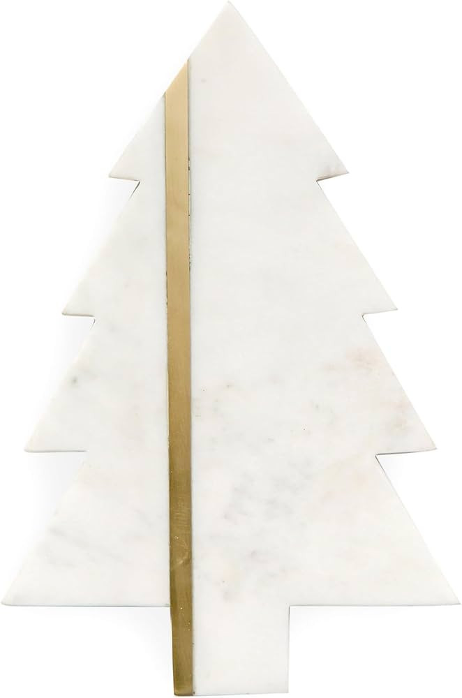 Mary Square 46949 Classic White with Gold Foil Accent Christmas Tree 8 x 12 Marble Cheese Cutting... | Amazon (US)