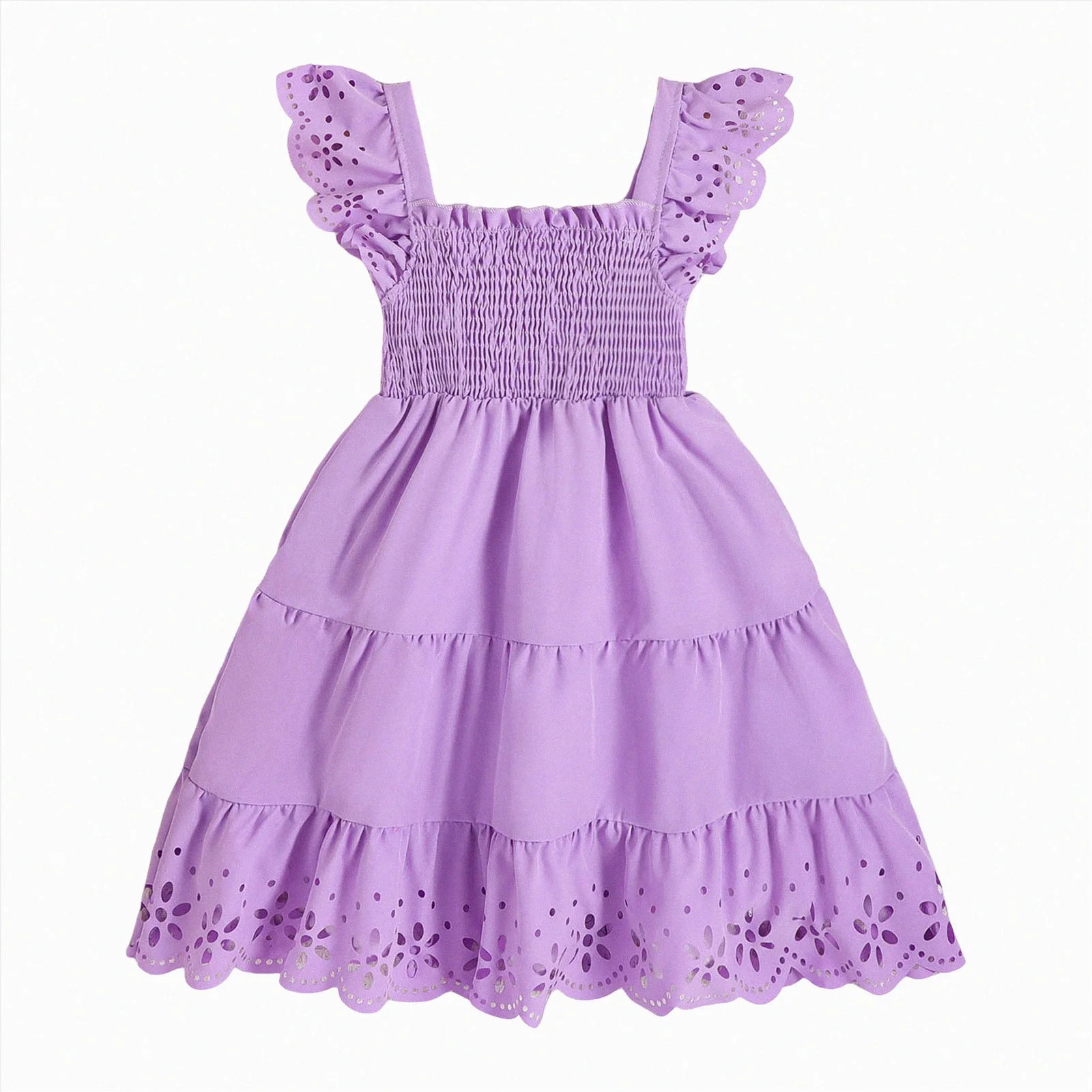 Splozh Girls Beach Dress Toddler Girls Dress Ruffle Hem Smocked Flying Sleeve Dresses Summer Beac... | Walmart (US)