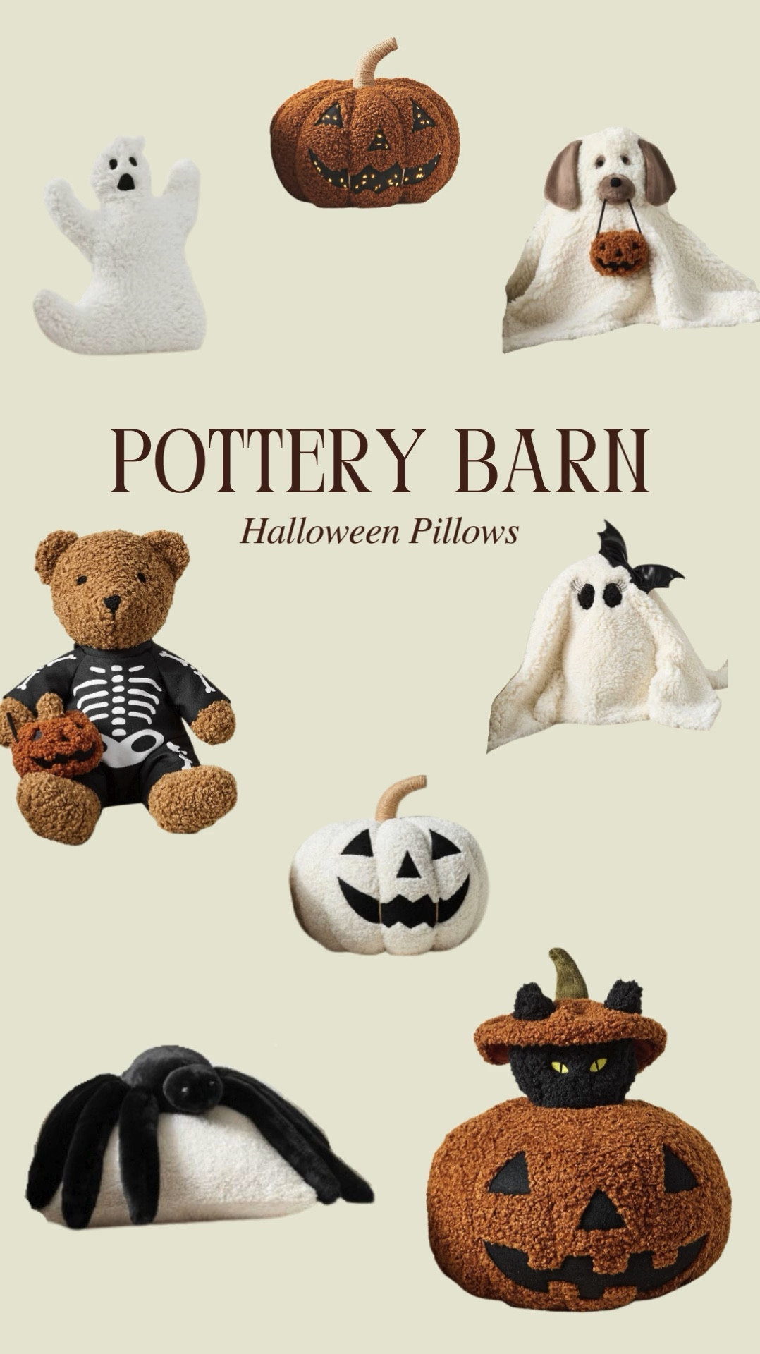 My fav Potterybarn Halloween plushies, throws, and pillows 🍂🎃👻