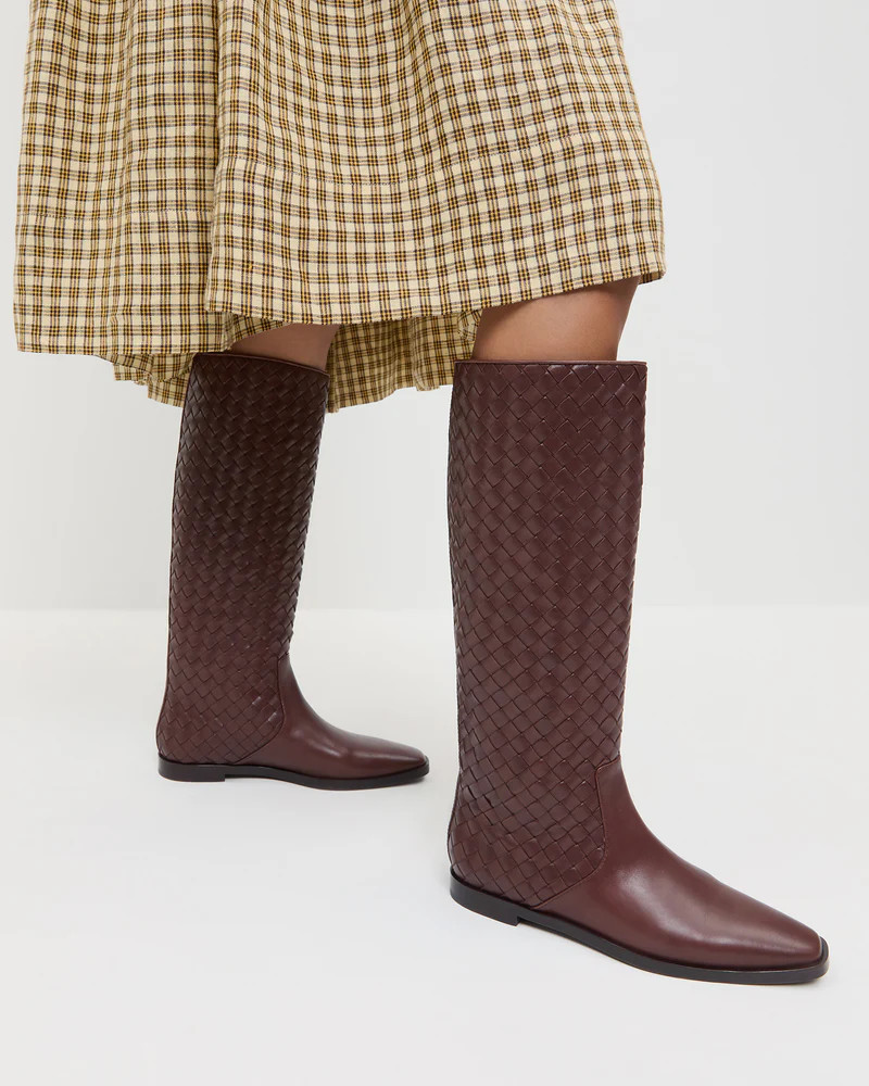 Tilly Espresso Woven Leather Boot | Loeffler Randall