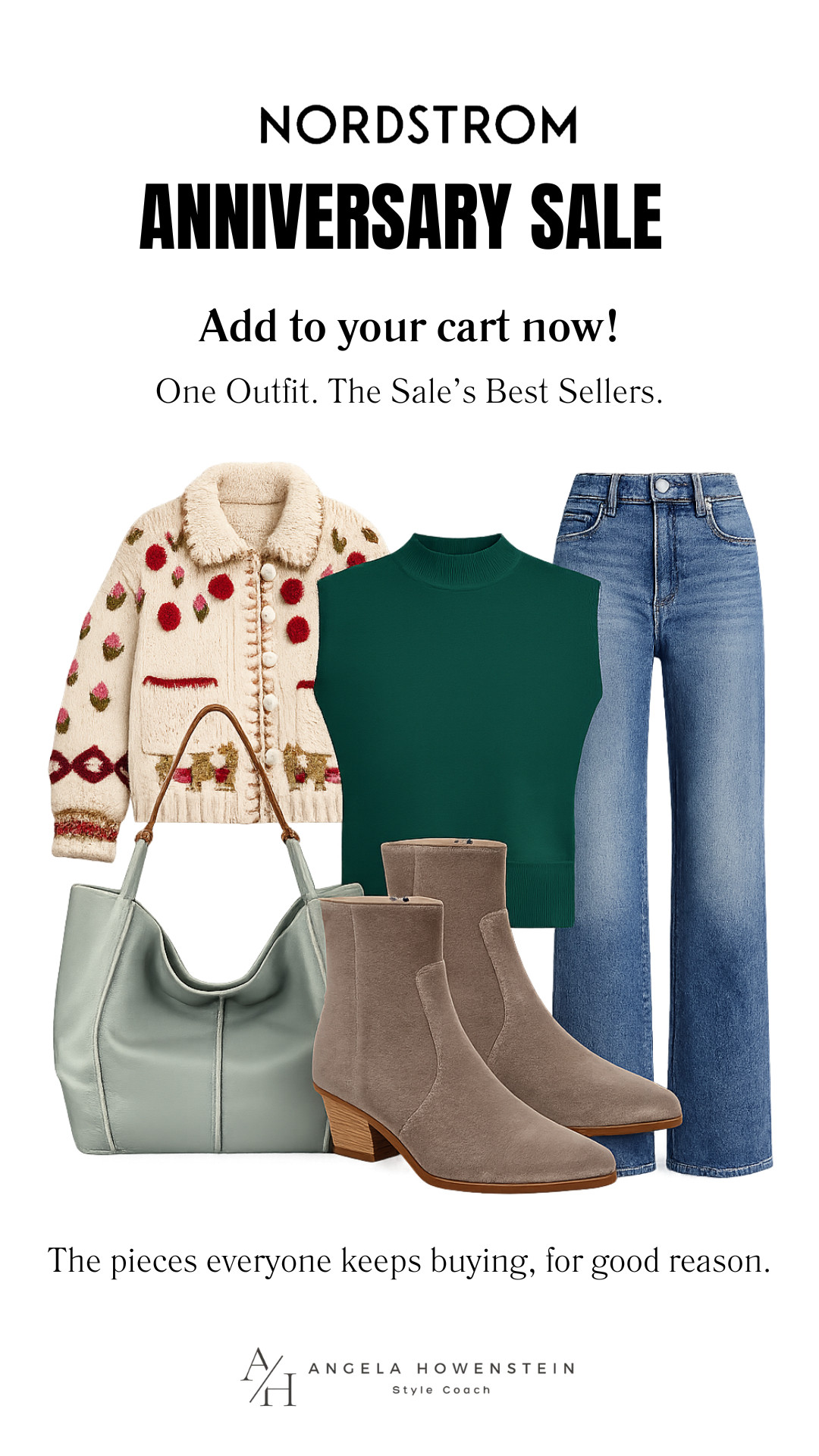 These are the Nordstrom Anniversary Sale pieces everyone is adding to their carts. The embroidered cardigan, rich green sweater shell, classic straight-leg jeans, suede ankle boots, and everyday tote are timeless staples you’ll wear for seasons to come.

👩‍💻 LTK PRO TIPS
❤️ Heart = Support my posts ;-)
🔖 Save = Get sale & restock alerts for the things you love!
📋 Lists = Keep favorites organized (List ideas: Christmas, Birthdays, and Vacations!)
📲 Share = Send lists and products to a friend (or your daughters like me).
💬 Comment = Ask me anything, and I’ll answer. ;-) 

 #LTKootd #LTKOver40 #LTKSaleAlert