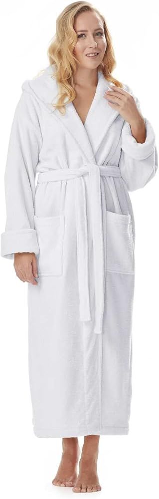 KAHAF COLLECTION Cotton Robe for Women and Men, Lightweight Plush Hooded Bathrobe, Full Length, N... | Amazon (US)