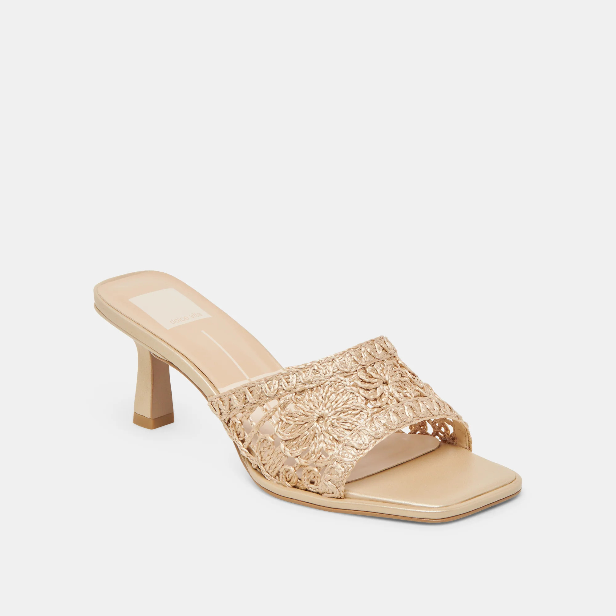 MAYLAH HEELS LIGHT GOLD MACRAME | DolceVita.com
