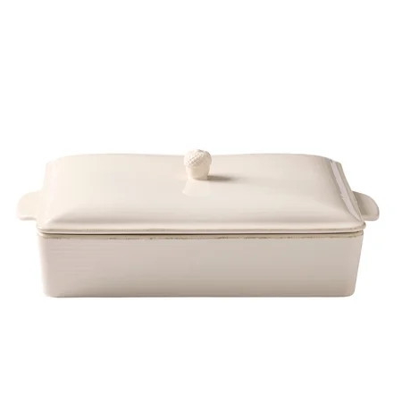 Better Homes & Gardens Artisan Cream Stoneware Rectangular Roasting Dish with Lid, 15.5" | Walmart (US)