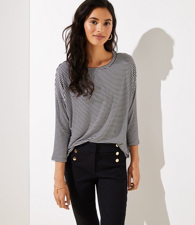 Striped Dolman Shirttail Tee | LOFT | LOFT