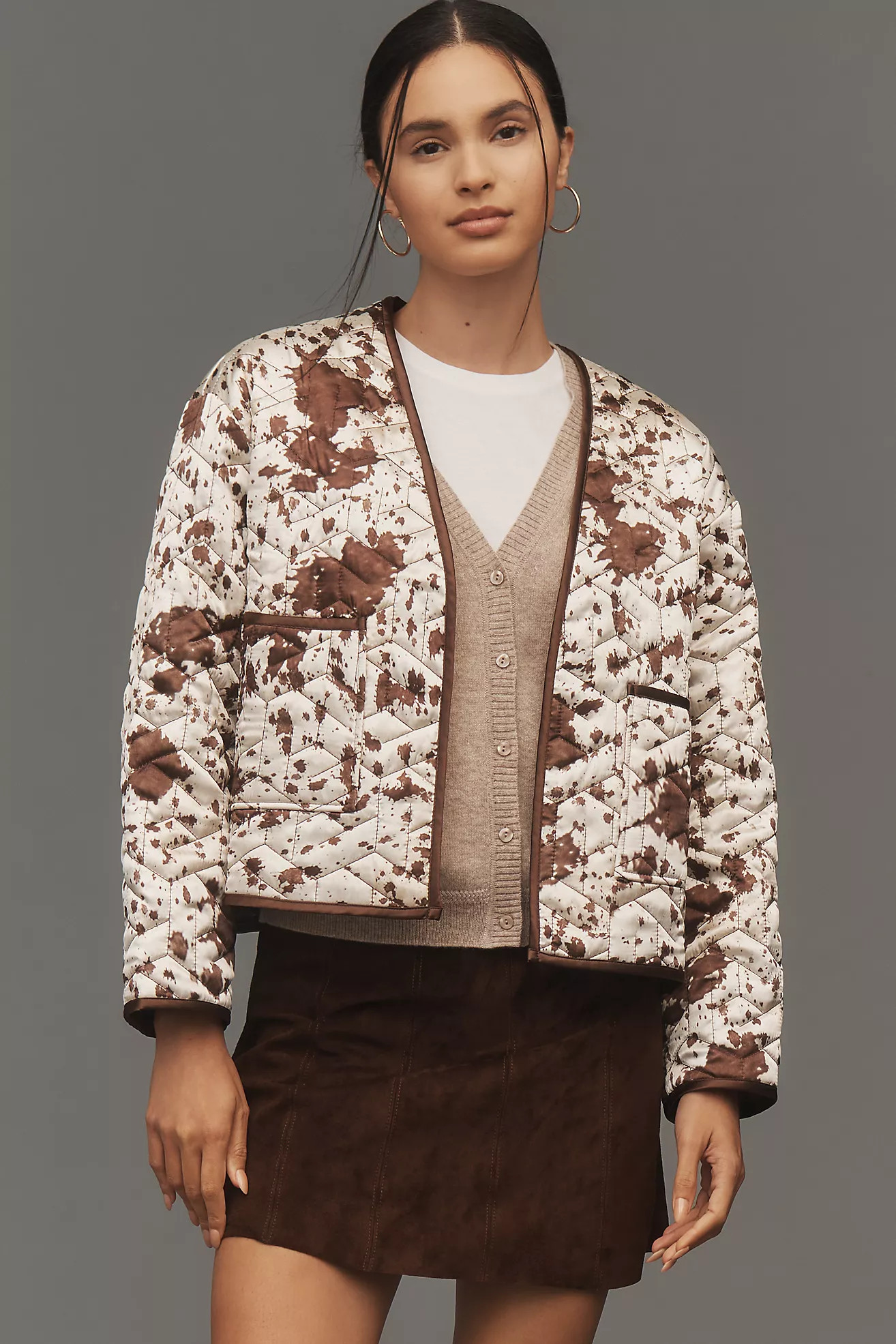 Maeve Cow Print Quilted Jacket | Anthropologie (US)