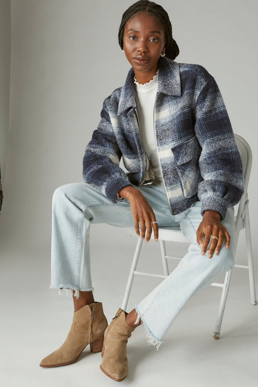 CROPPED PLAID JACKET | Lucky Brand