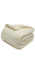 YnM Velvet Knitted Weighted Blanket, Hand Made Chunky Knit Weighted Throw for Sleep, Stress or Ho... | Amazon (US)