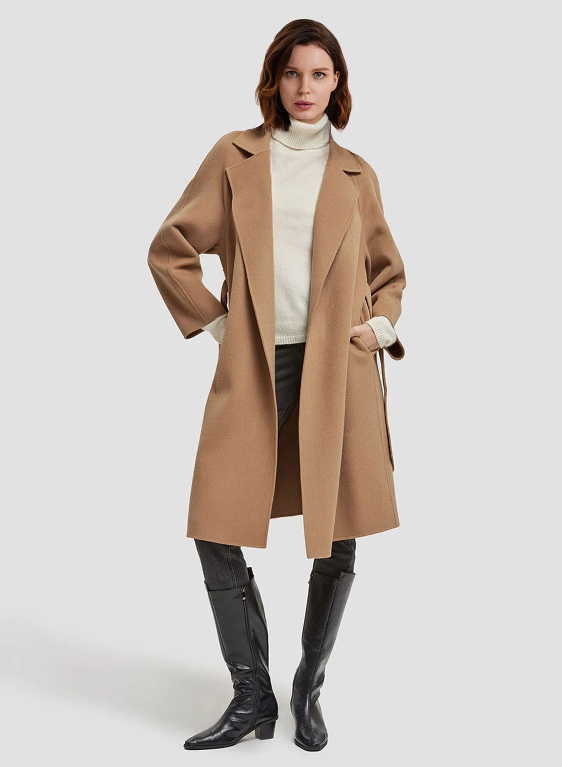 100% Wool Belted Wrap Coat | Gentle Herd