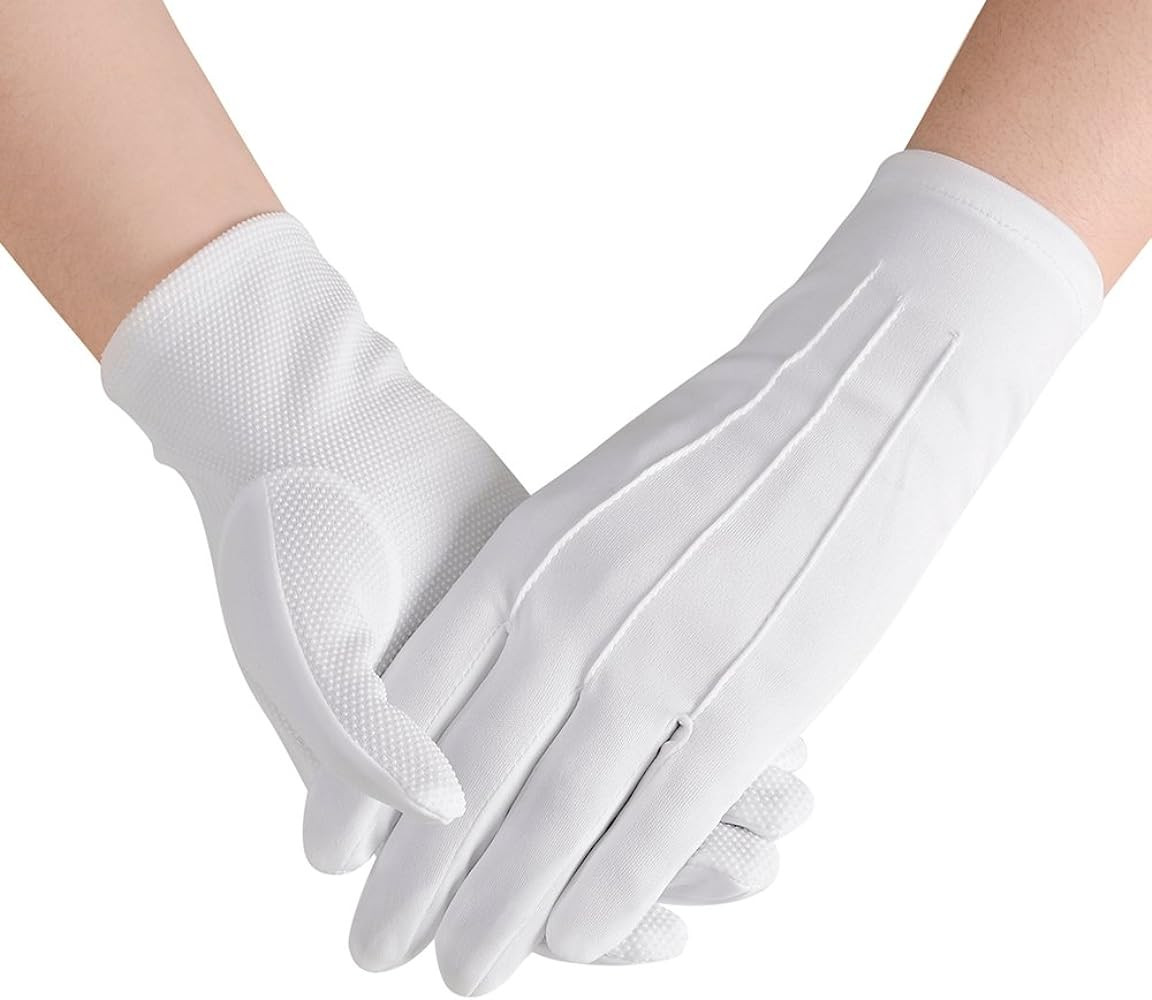 JISEN Men Police Formal Tuxedo Honor Guard Parade Nylon Cotton Non-slip Gloves (White, US One siz... | Amazon (US)