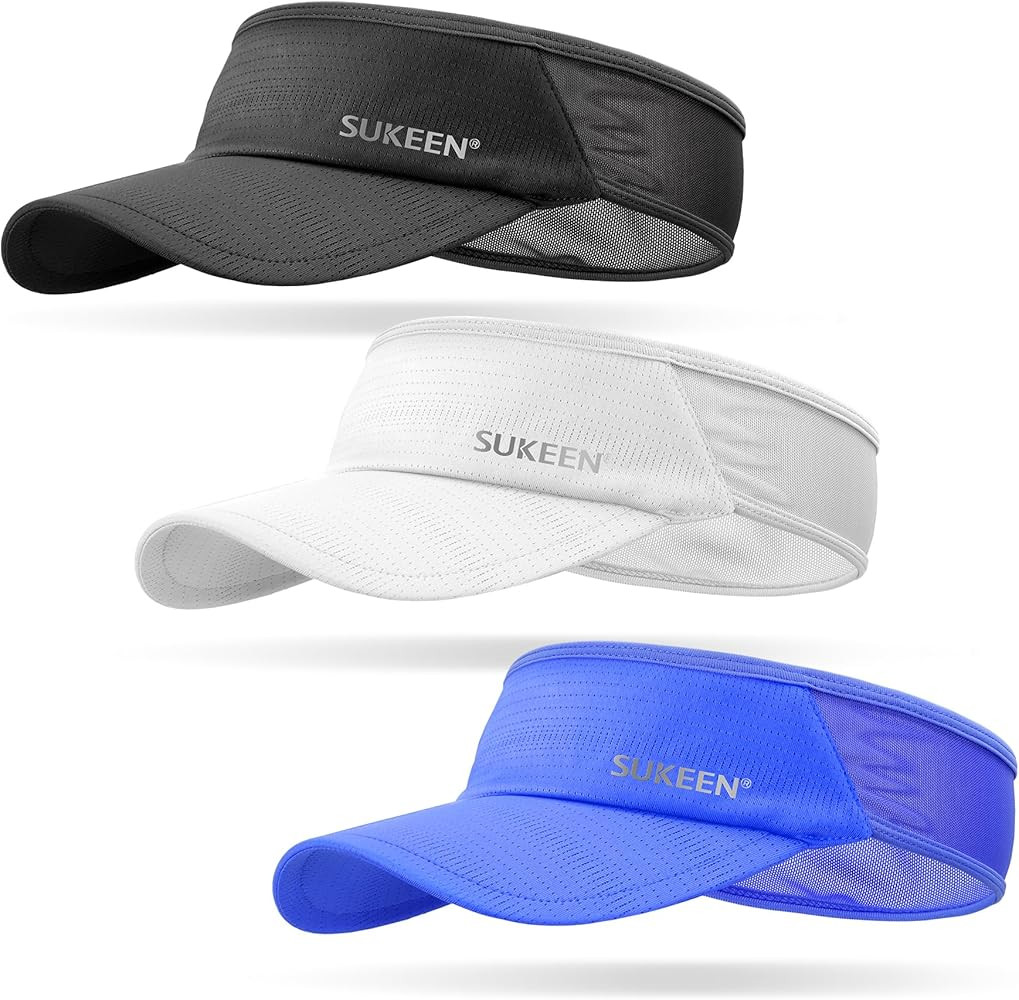 Sukeen 3 Pack Sports Sun Visor Men Women Lightweight Packable Cooling Stretchy Visor Hat for Runn... | Amazon (US)