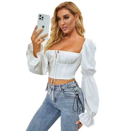 Ruched Siren White Top | Walmart (US)