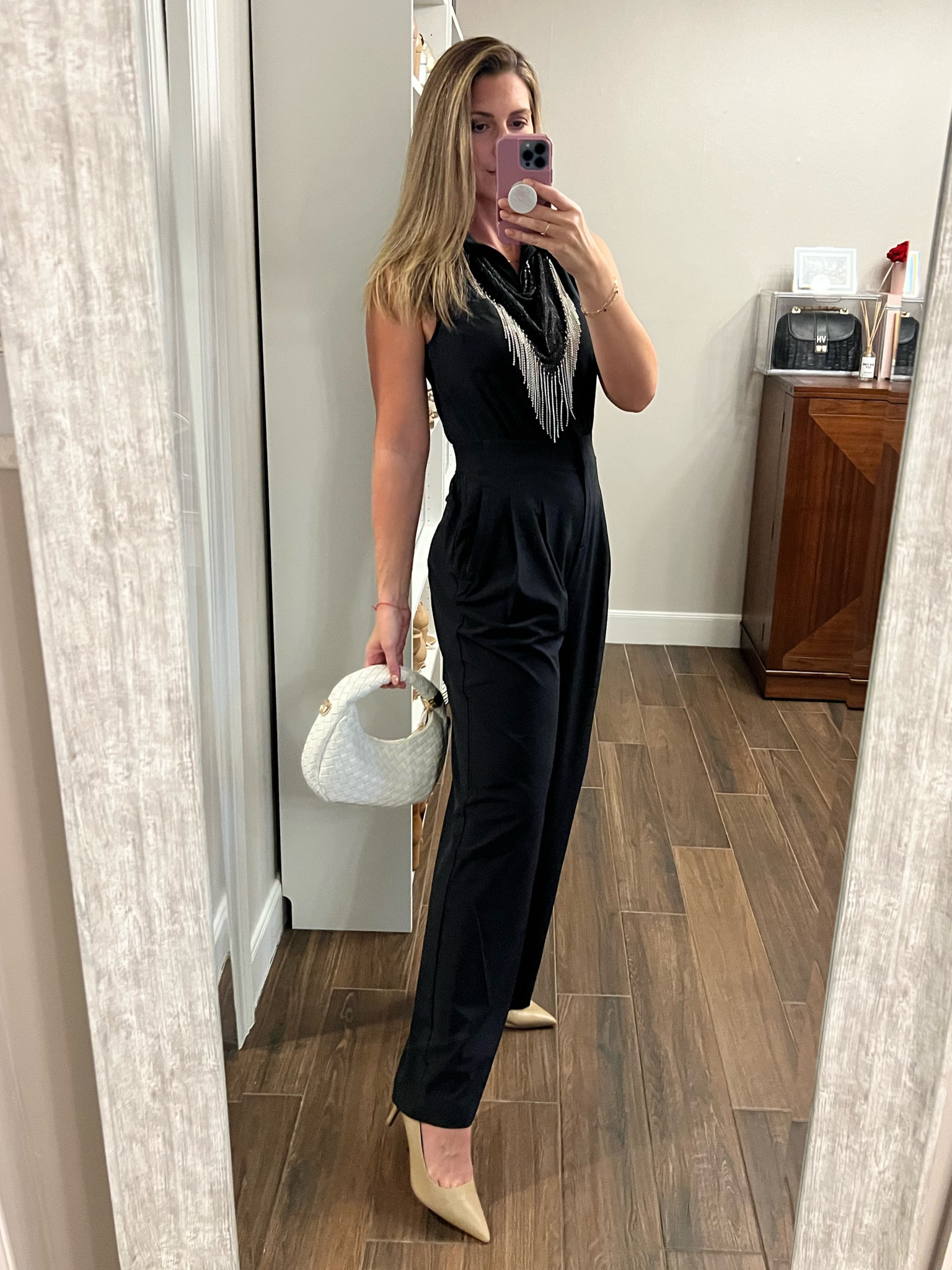 Why I love this look: 
(1) It’s comfortable yet chic

(2) I can control the neckline with the front zipper

(3) The jumpsuit has pockets (it’s available in petite and tall.)

(4) Quite possibly my most comfy pumps … and they’re on sale! They come in 9 colors and are under $100. The perfect heel height at 2.8” and the perfect amount of cushion on the insole. Can’t recommend enough. Also available in wide width! 

#LTKOver40 #LTKFindsUnder100 #LTKShoeCrush