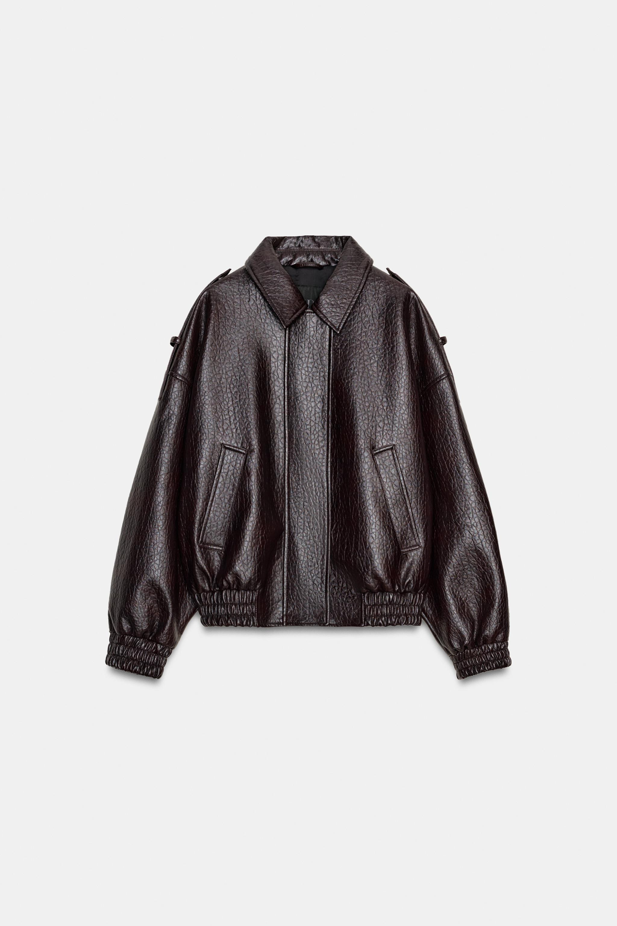 LEATHER EFFECT BOMBER JACKET ZW COLLECTION | Zara AU