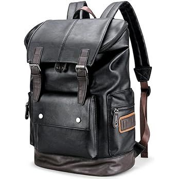 CHAO RAN Vintage Leather Laptop Backpack For Men, Men Black Leather Backpack Work Business Travel... | Amazon (US)