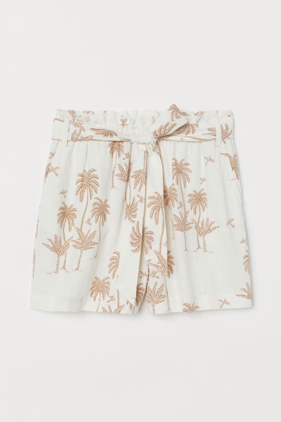 Linen-blend Paper-bag Shorts | H&M (US + CA)