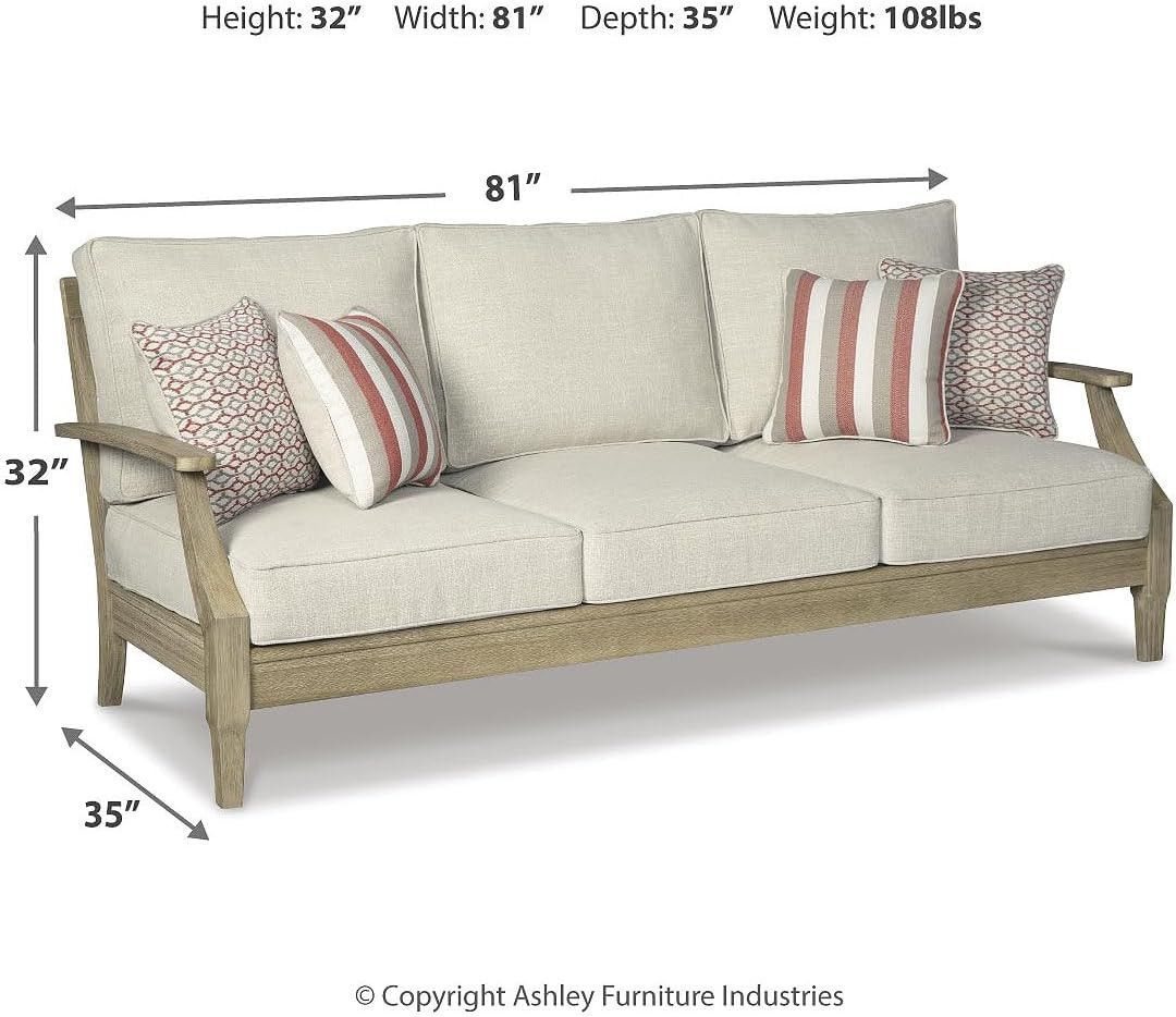 Signature Design by Ashley Clare View Outdoor Patio Sofa, 4 Throw Pillows, Nuvella Weather Resist... | Amazon (US)
