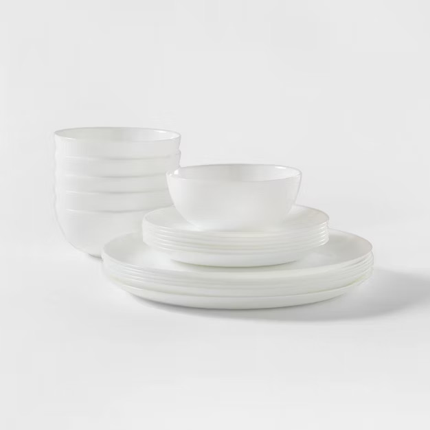 Glass 18pc Dinnerware Set White - Made By Design™ | Target
