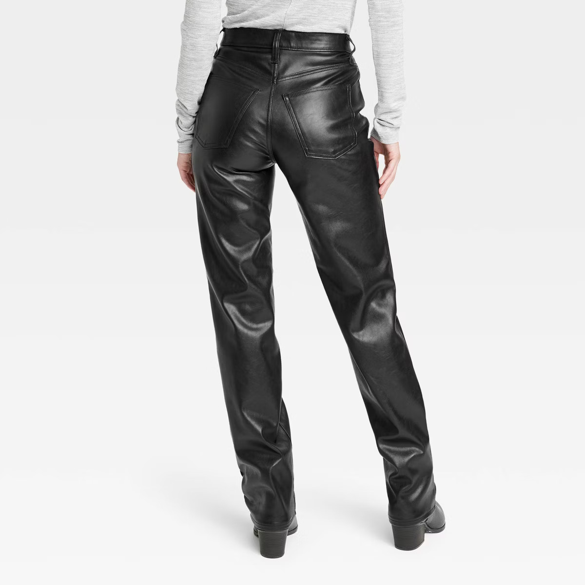 Women's High-Rise Faux Leather 90's Straight Jeans - Universal Thread™ Black | Target
