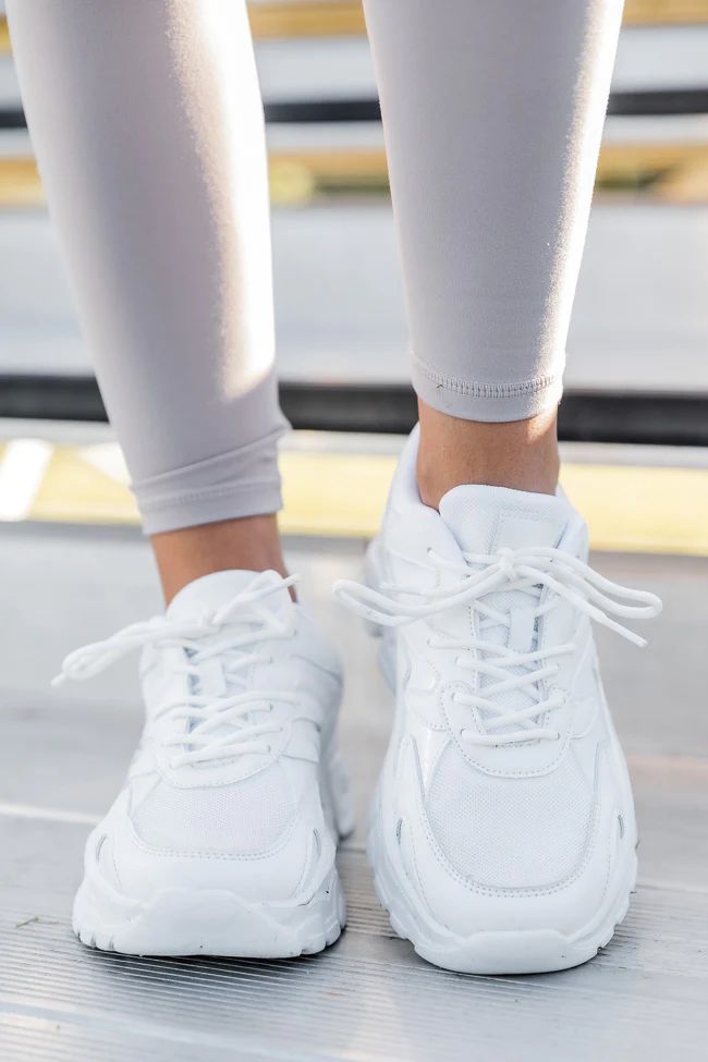 Tessa White Chunky Sneakers | Pink Lily