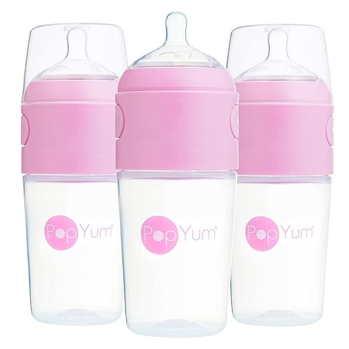 PopYum 9 oz Pink Anti-Colic Formula Making/Mixing/Dispenser Baby Bottles, 3-Pack (with #2 Nipples... | Amazon (US)