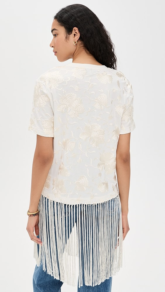 Rafina Eyelet Embellished T-Shirt with Fringe | Shopbop