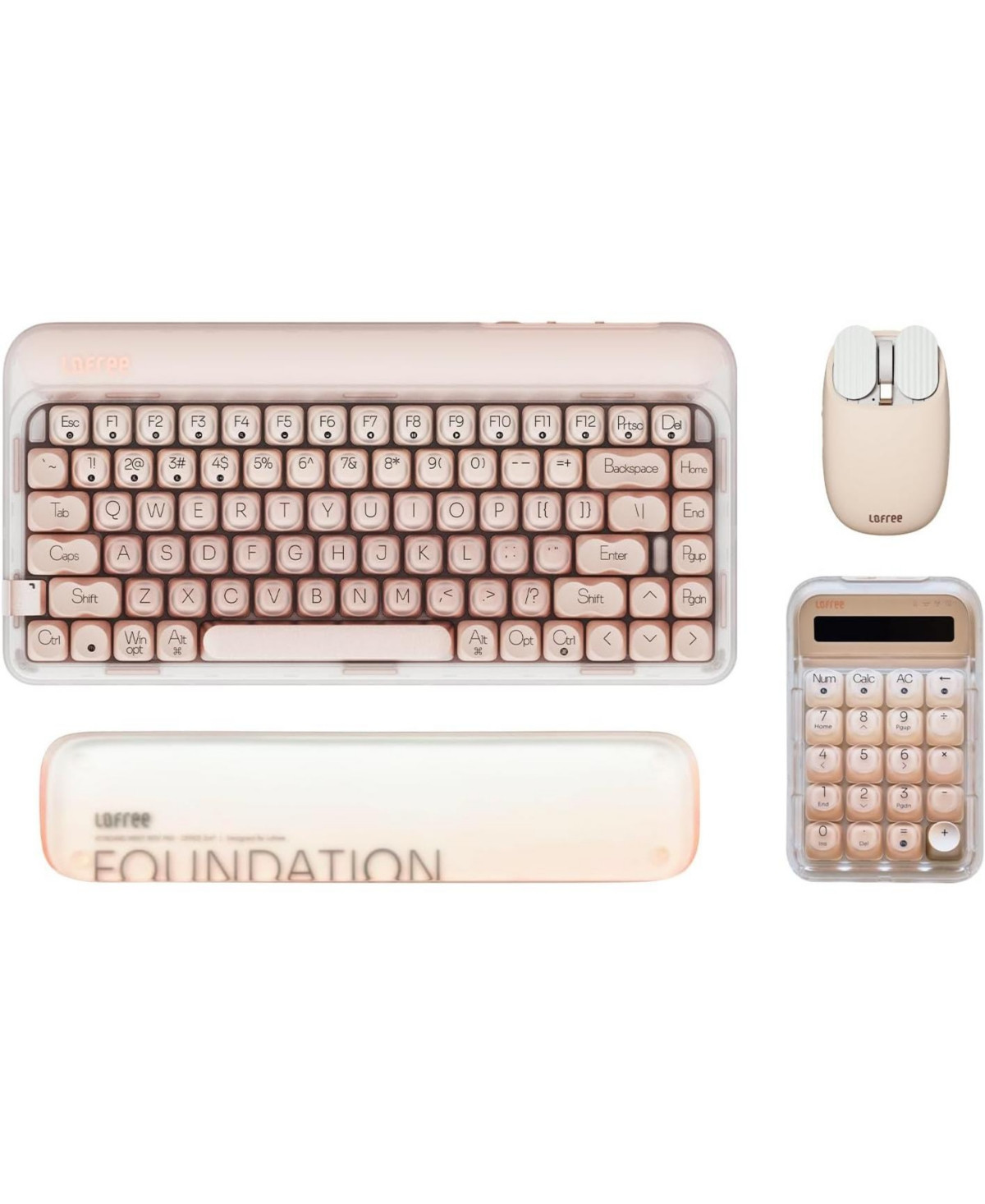 Lofree Dot Foundation Keyboard with Numpad & Milk Tea Mouse & Jelly Palm Rest, 75% Rechargeable Hot-swappable Keyboards with 3 Types Connection - Pink | Macy's