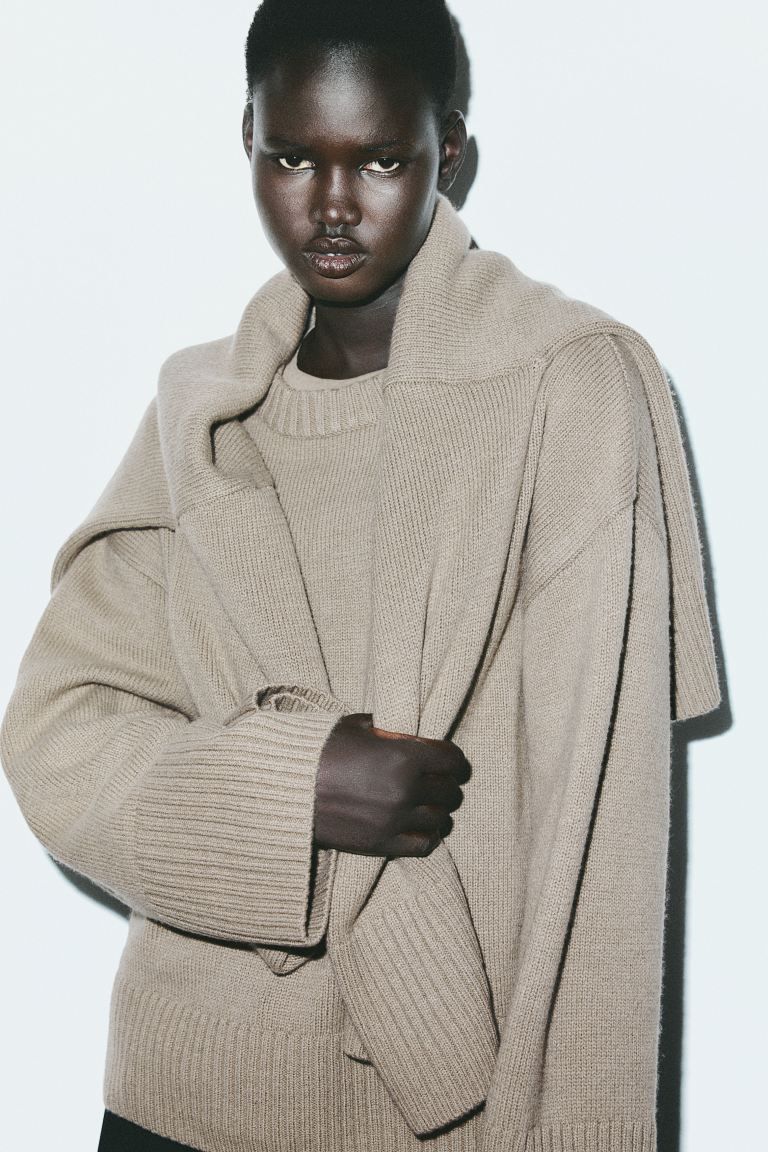 Oversized Cashmere-blend Sweater - Dark beige - Ladies | H&M US | H&M (US + CA)