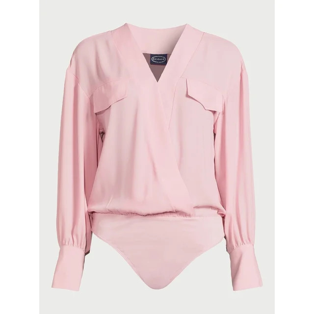 Scoop Women’s Shirt Bodysuit with Long Sleeves, Sizes XS-XXL | Walmart (US)