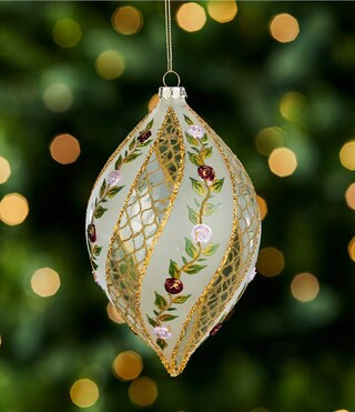 Twelve Days of Christmas Collection Flowered Drop Finial Glass Ornament | Dillard's