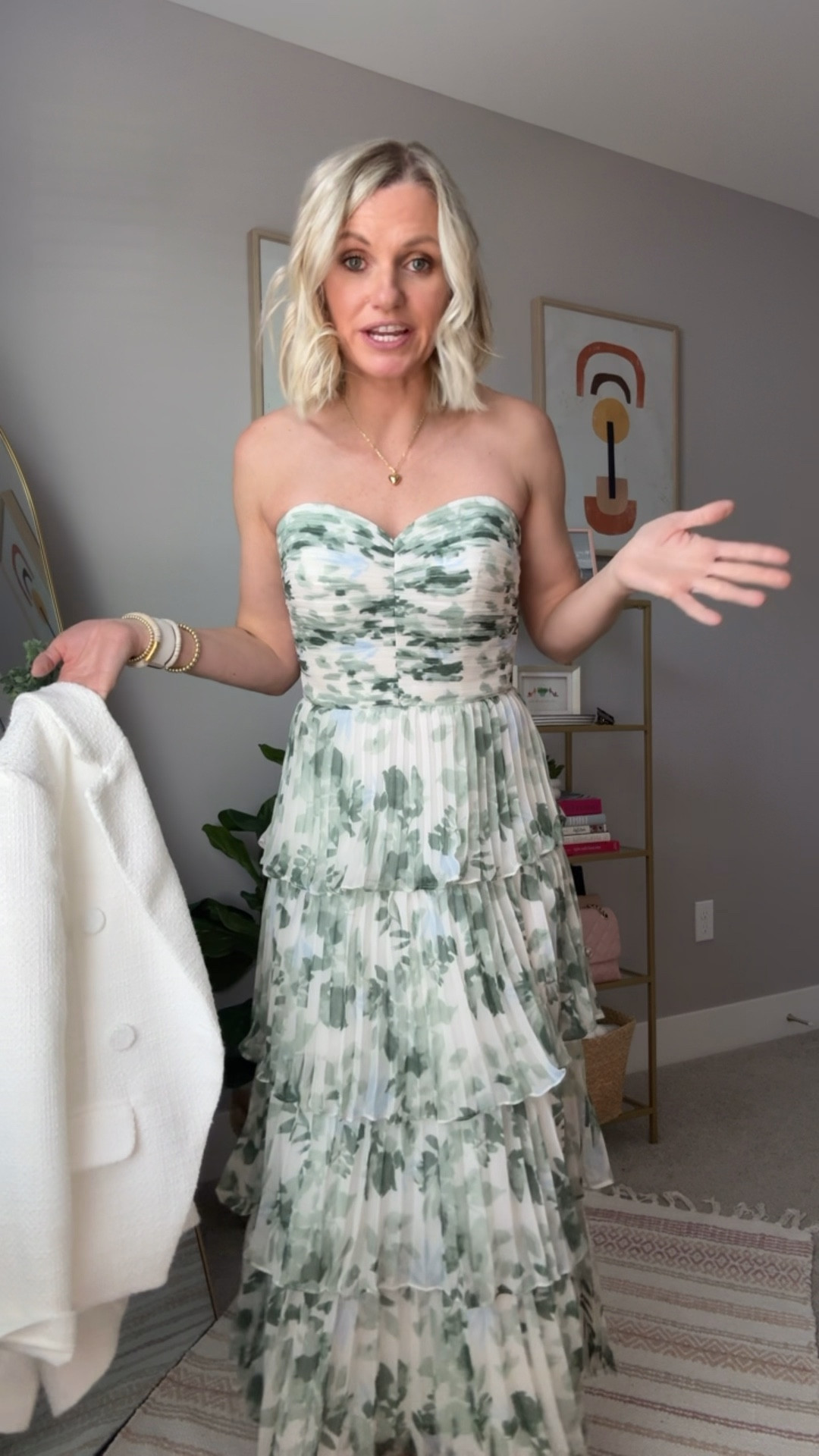 I can’t wait to wear this beautiful green dress from AW Bridal to a wedding this month! The sizing is custom on this dress. This blazer is the perfect layering piece! 

#LTKPetite #LTKOver40 #LTKWedding