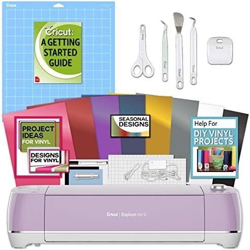 Cricut Explore Air 2 Lilac Machine Bundle - Beginner Guide, Tool Kit, Vinyl Pack, Designs & Proje... | Amazon (US)