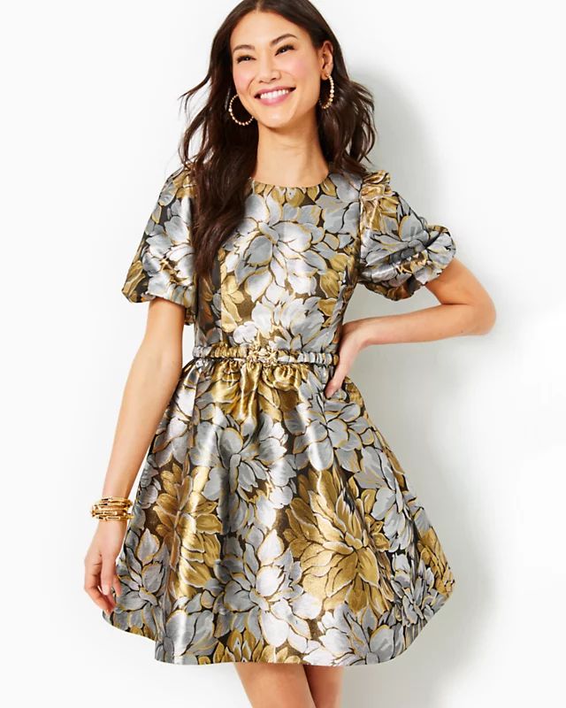 Priyanka Short Sleeve Floral Jacquard Dress | Lilly Pulitzer | Lilly Pulitzer