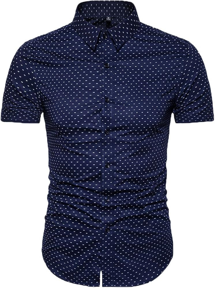 MUSE FATH Men's Printed Dress Shirt-Cotton Casual Short Sleeve Regular Fit Shirt | Amazon (US)