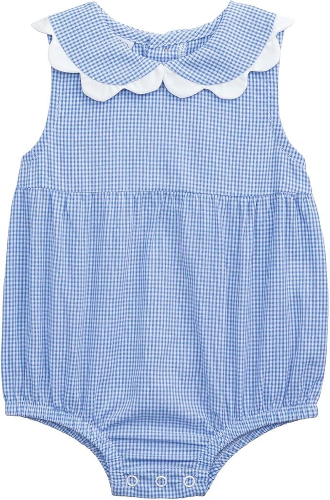 Mud Pie Baby Girl Blue Gingham Scallop Bubble | Amazon (US)