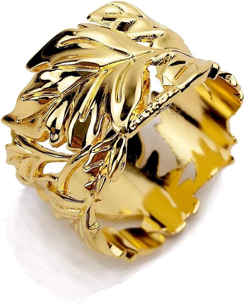 JIALONG Set of 8 Gold Napkin Rings for Dinner Parties Weddings Receptions Family Gatherings Or Ev... | Amazon (US)