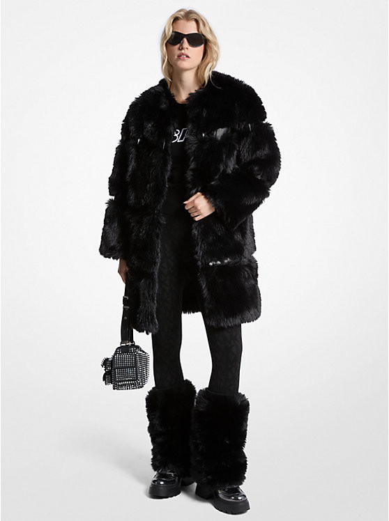 Faux Fur and Patent Coat | Michael Kors US