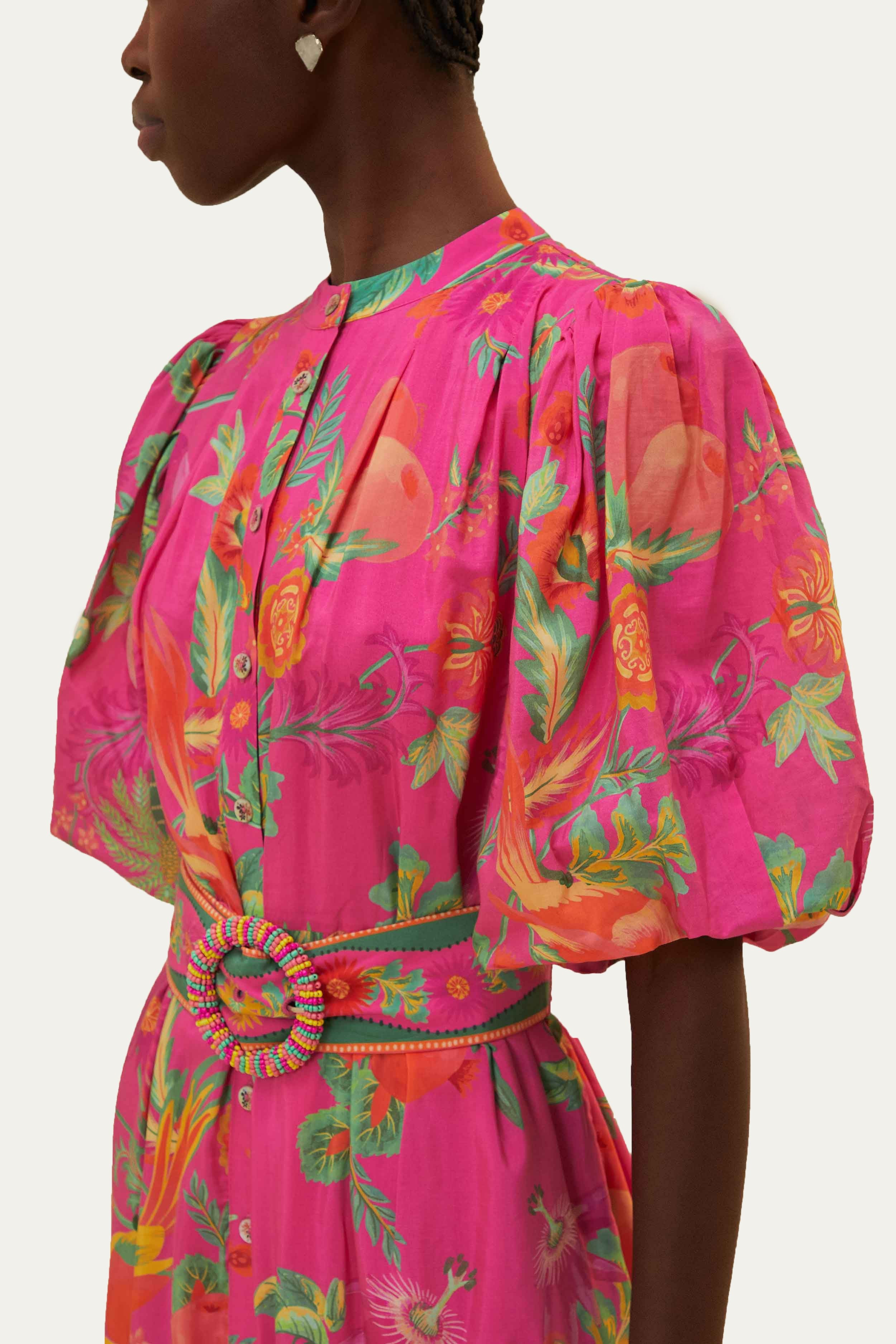 Pink Delicate Fruit Garden Mini Dress | FarmRio (US)