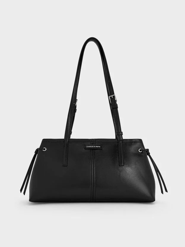 Noir Noane Elongated-Handle Shoulder Bag | CHARLES & KEITH UK | Charles & Keith UK