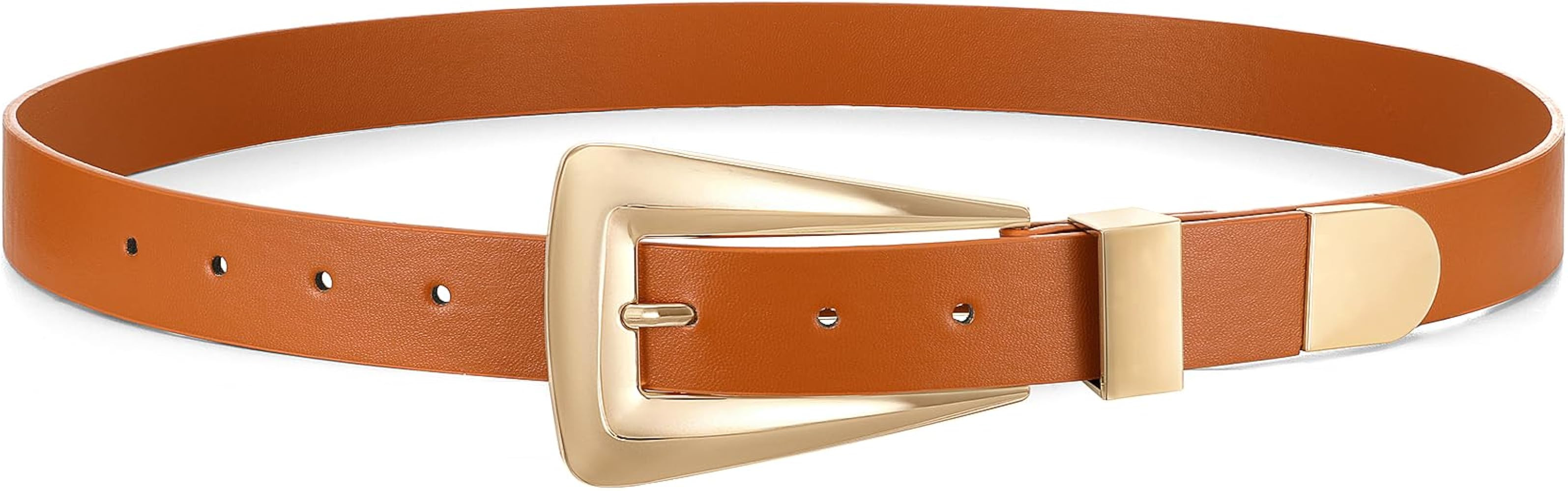 Women's Leather Belts for Jeans Pants Fashion Leather Waist Belt Ladies Dress Belts with Gold/Sil... | Amazon (US)