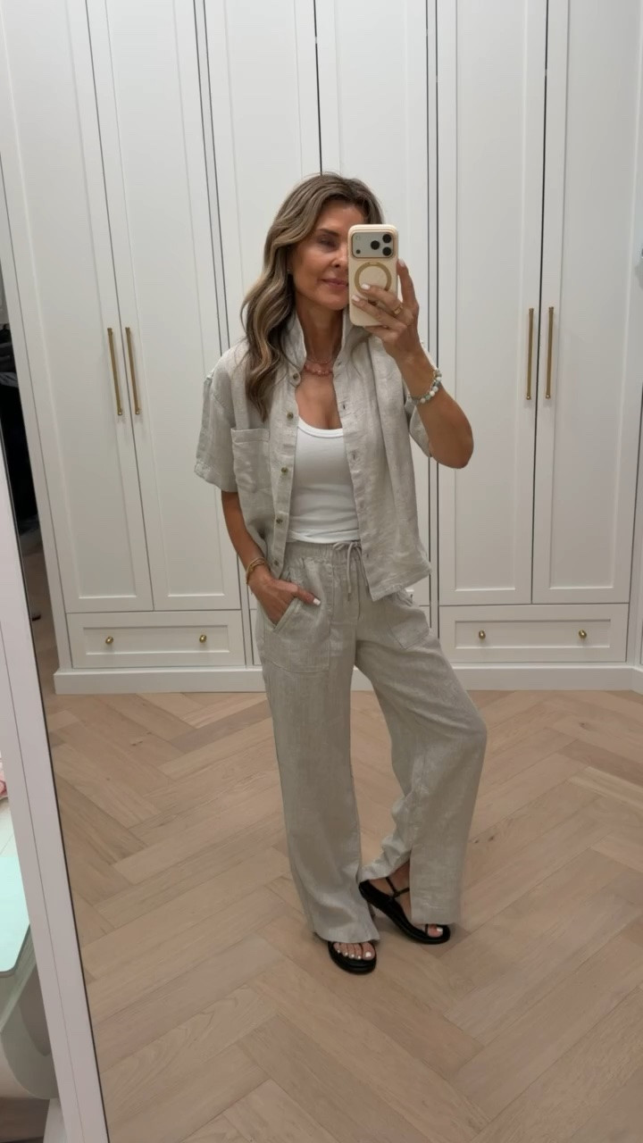 Athleta Memorial Day sale happening now, pants are 30% off and top is 50% off. 
-Wearing sz XXS in linen pant
-linen top sz XS
-white tank is linked in my ShopMy https://go.shopmy.us/p-58983830

#LTKootd #LTKActive #LTKSeasonal